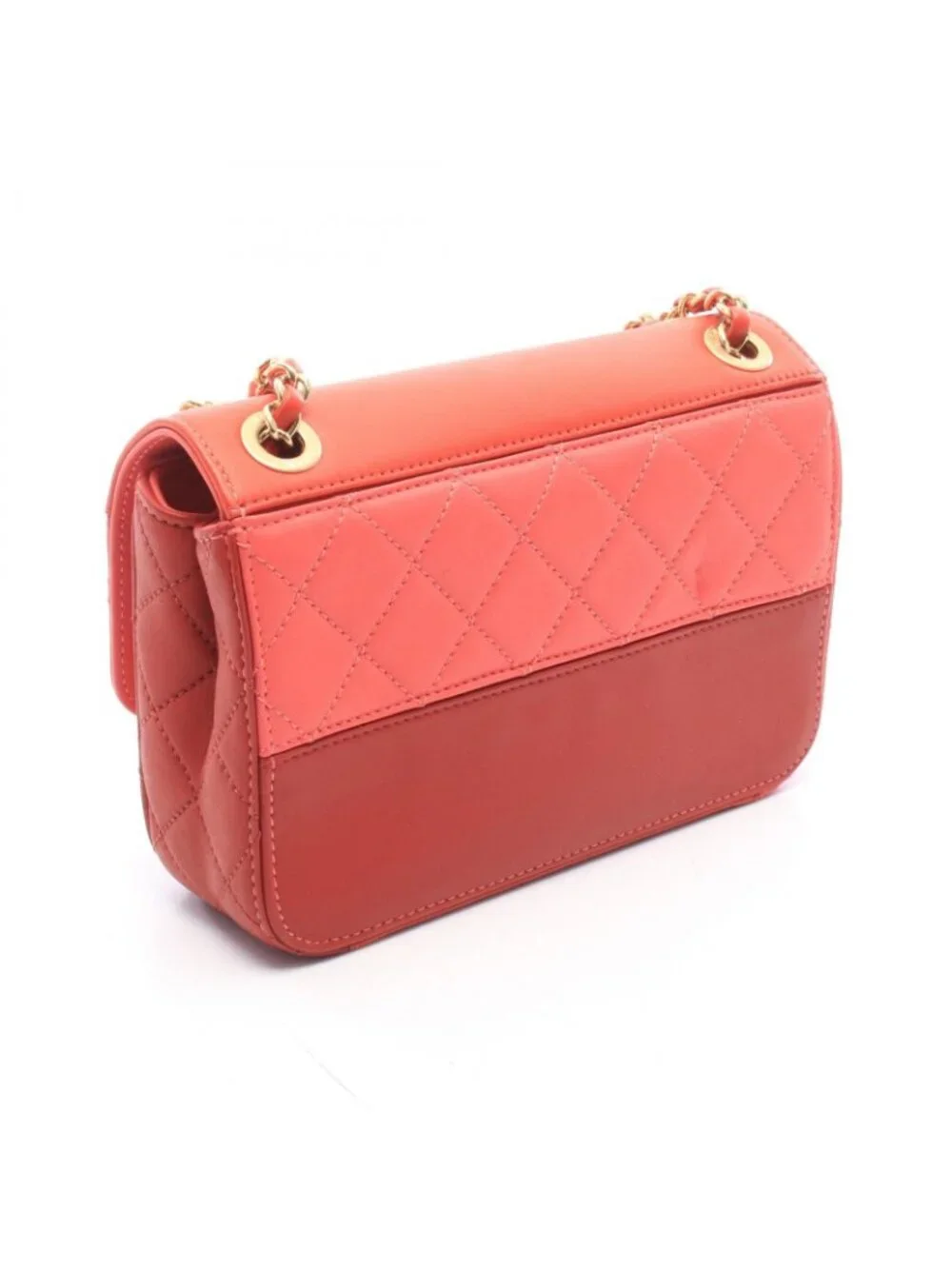 Chanel Shoulder Bag Quilted Small Red Pink Leather Chain